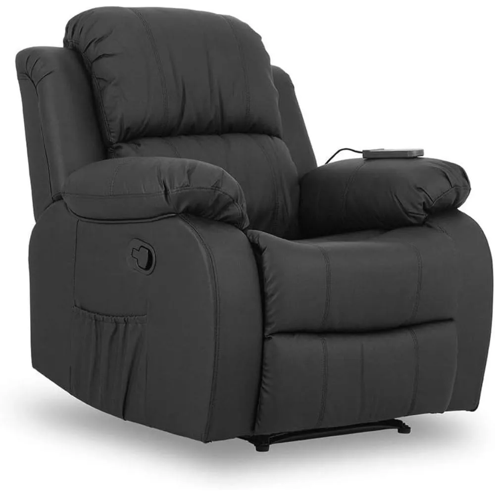 Sillón Masaje Relax Trevi Negro 160º, 8 Motores, Calor Lumbar, PU Anti-Cuarteo