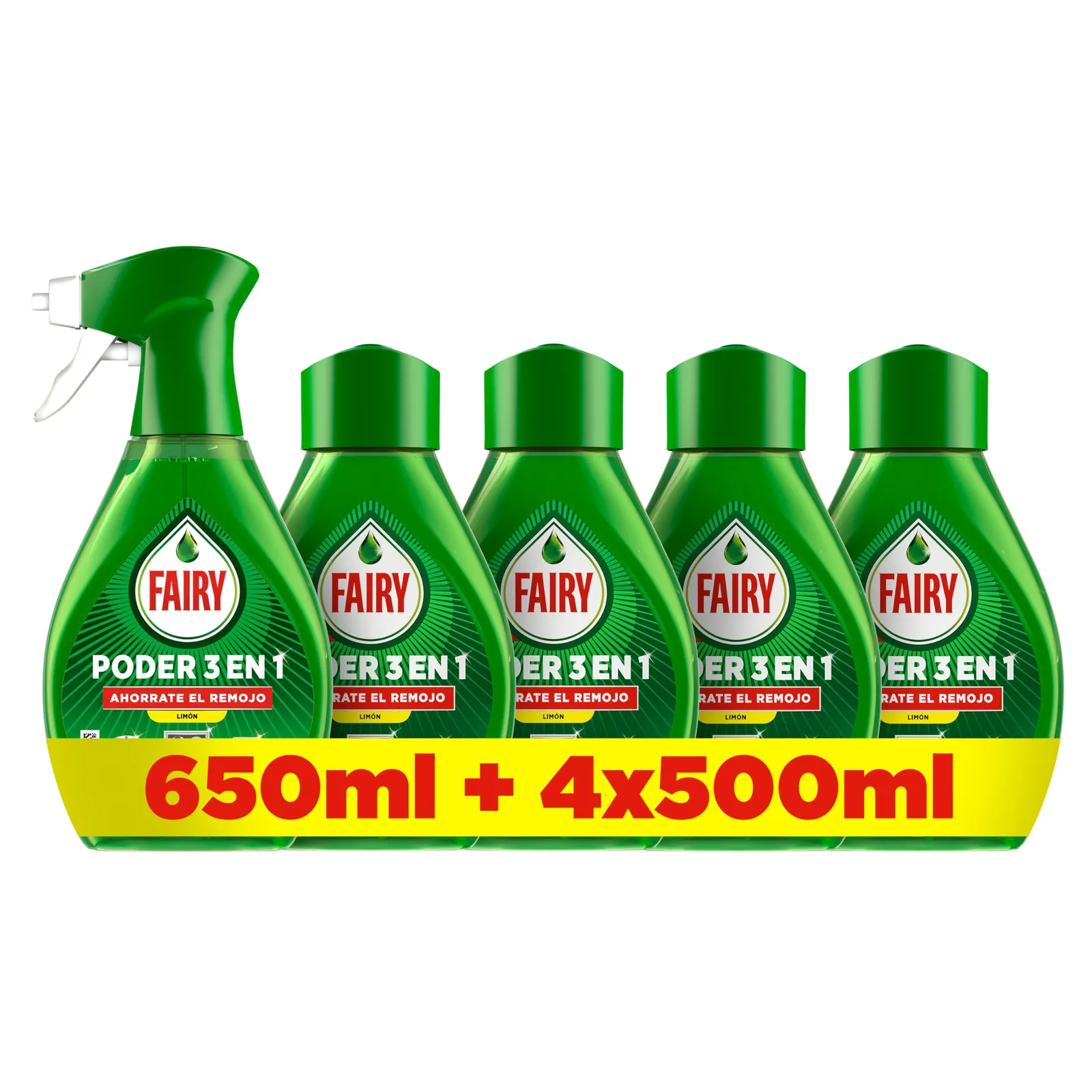 Fairy Poder Sin Remojo Spray Limón 650ml + 4 Recambios: Pack Ahorro