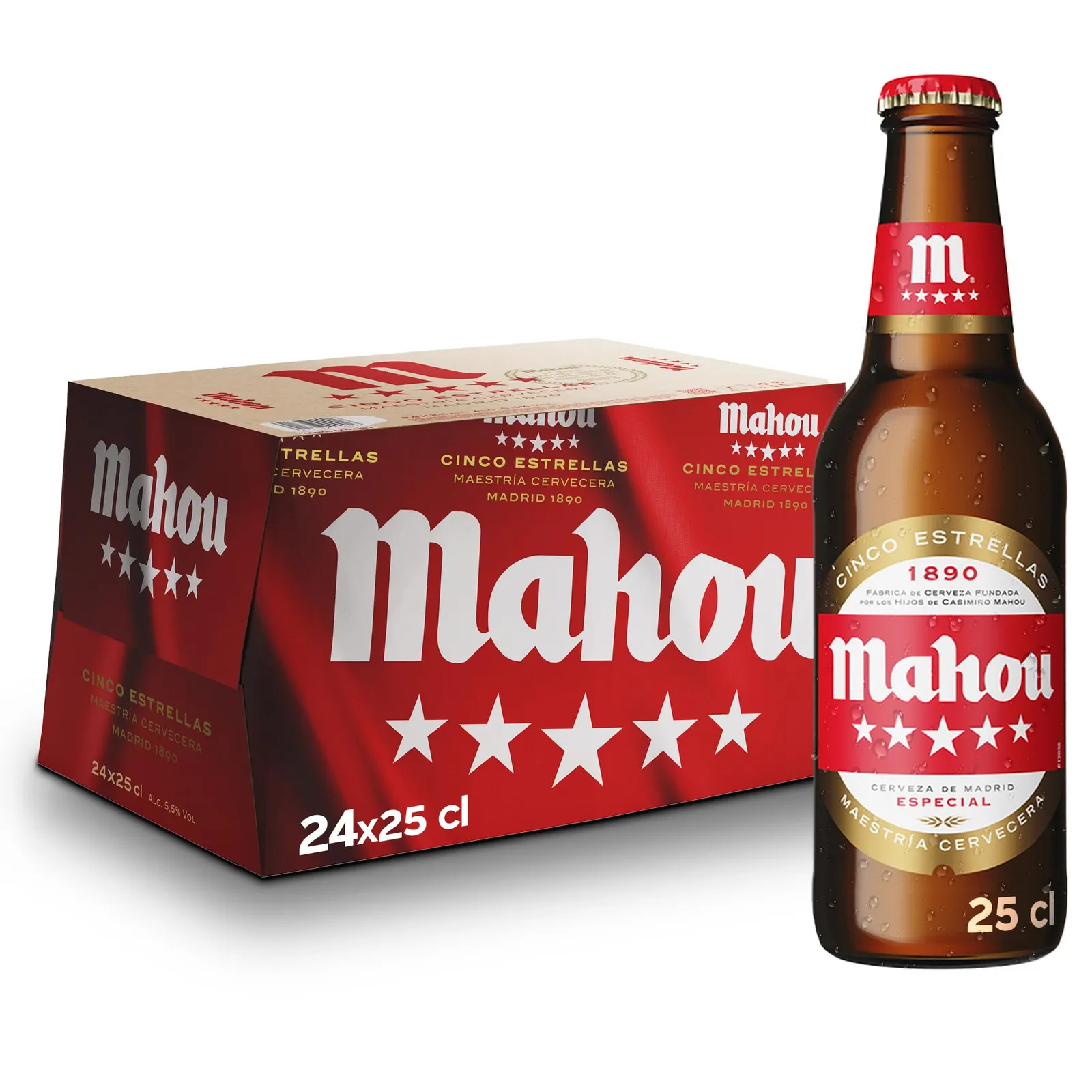Pack 24 Botellas Mahou 5 Estrellas 25 cl