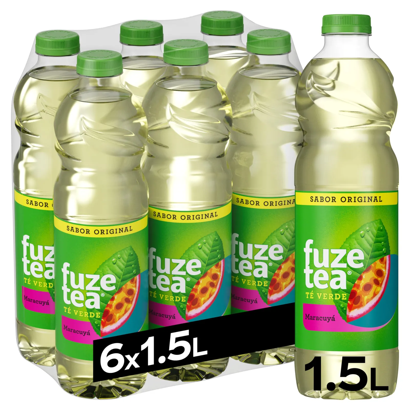 Pack 6 Botellas Fuze Tea Té Verde Maracuyá 1,5L