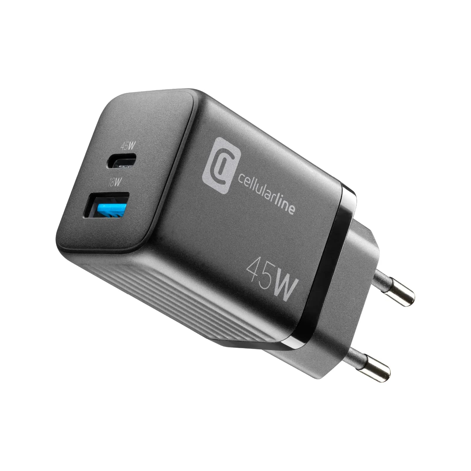 Cargador Cellularline USB-C/USB-A 45W: Carga Rápida Doble Puerto