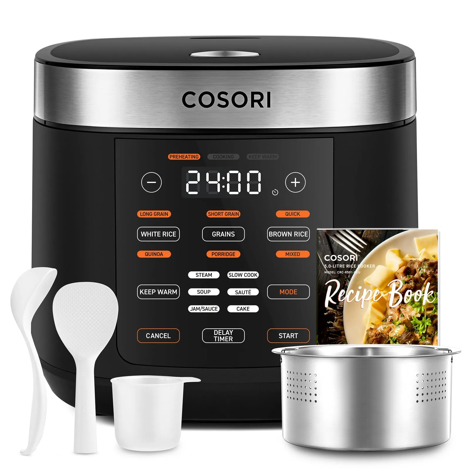 COSORI Arrocera Eléctrica 1.8L (1-10 Personas) - 17 Programas, Vaporera, Temporizador