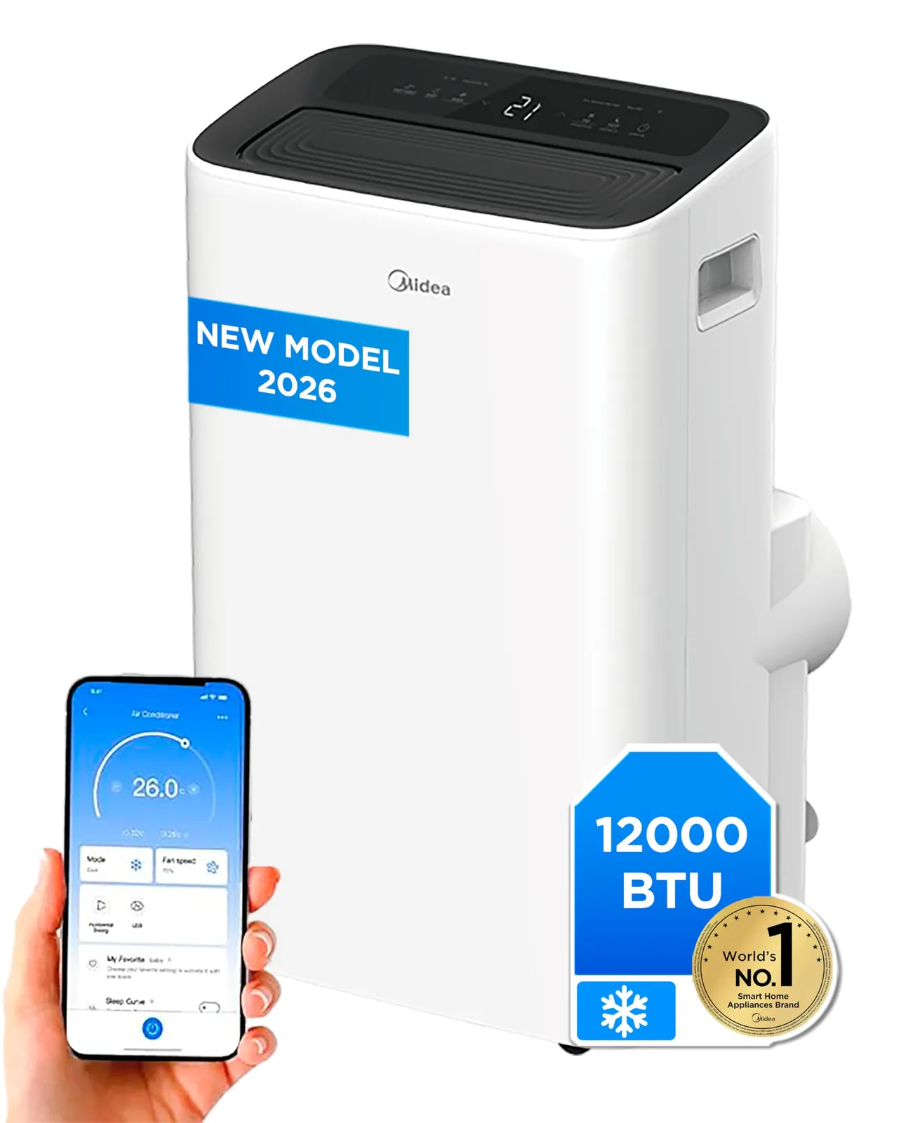 MIDEA Pingüino 4 en 1: Aire Acondicionado Portátil 12.000 BTU con App y Deshumidificador