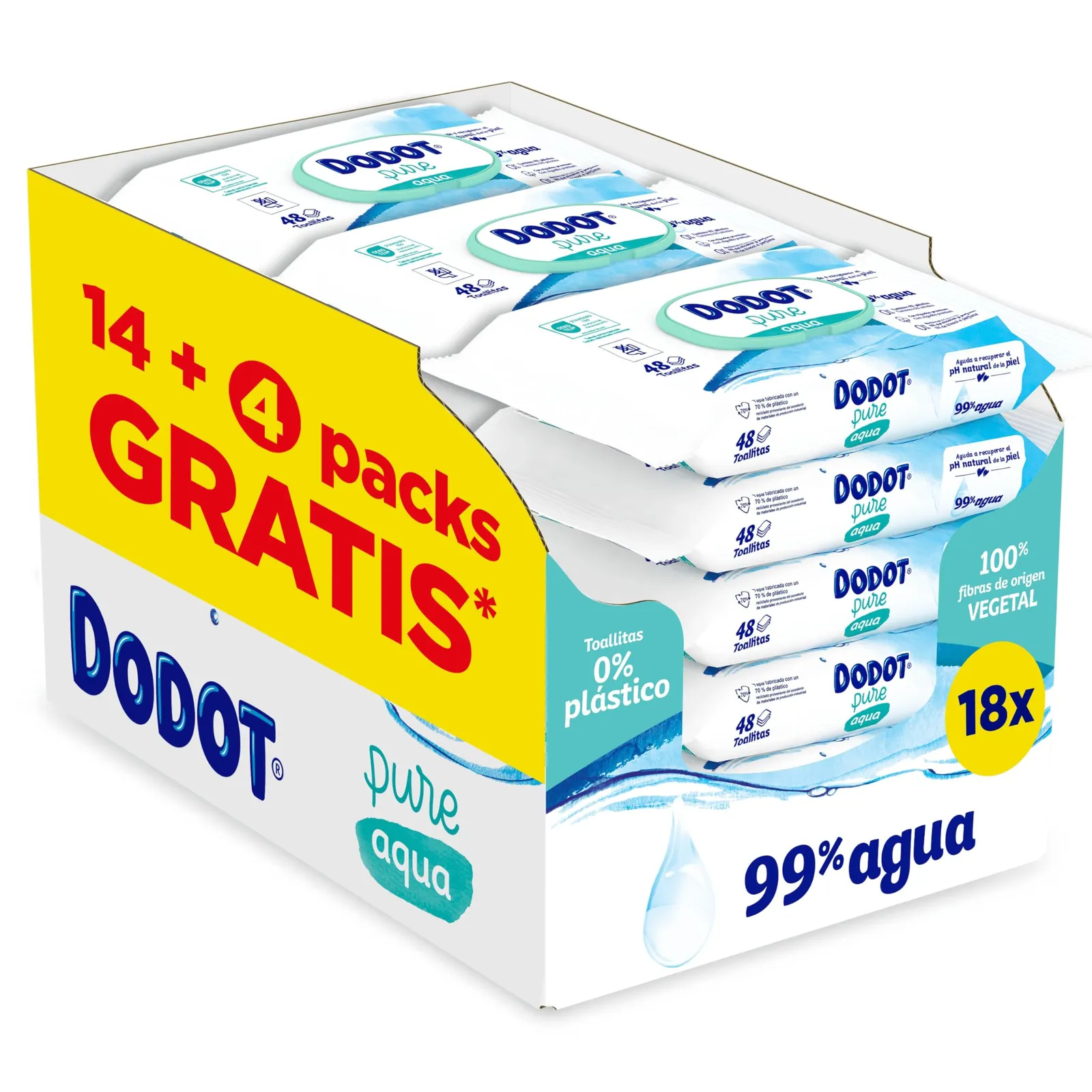 Dodot Toallitas Pure Aqua para Bebé - Paquete de 864 unidades