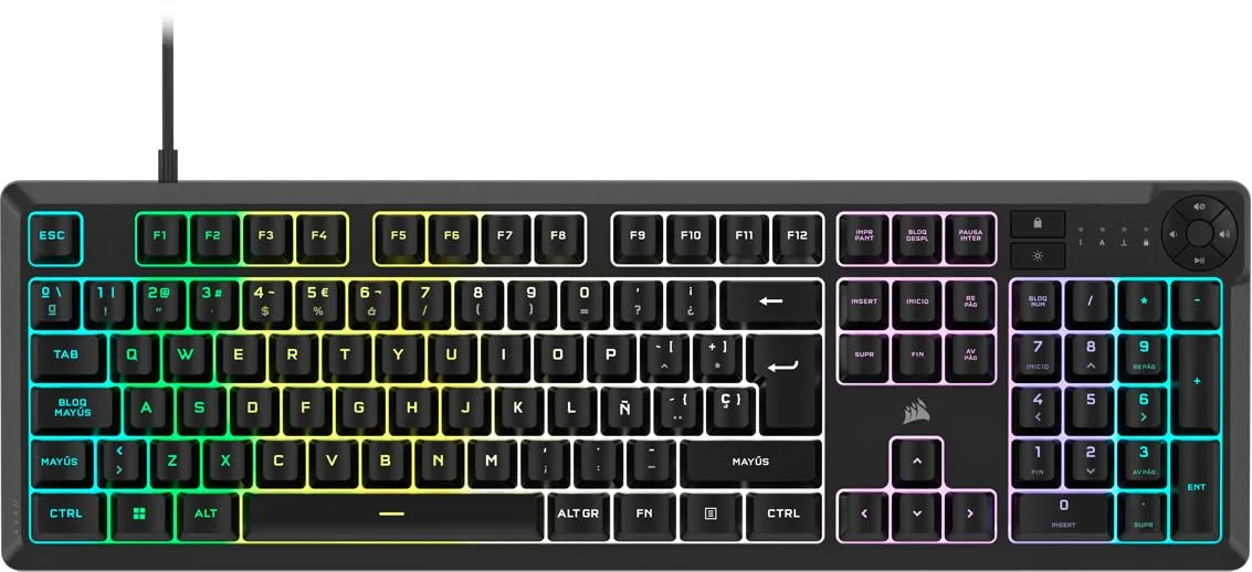Teclado Gaming Corsair K55 Core RGB QWERTY Español con Cable