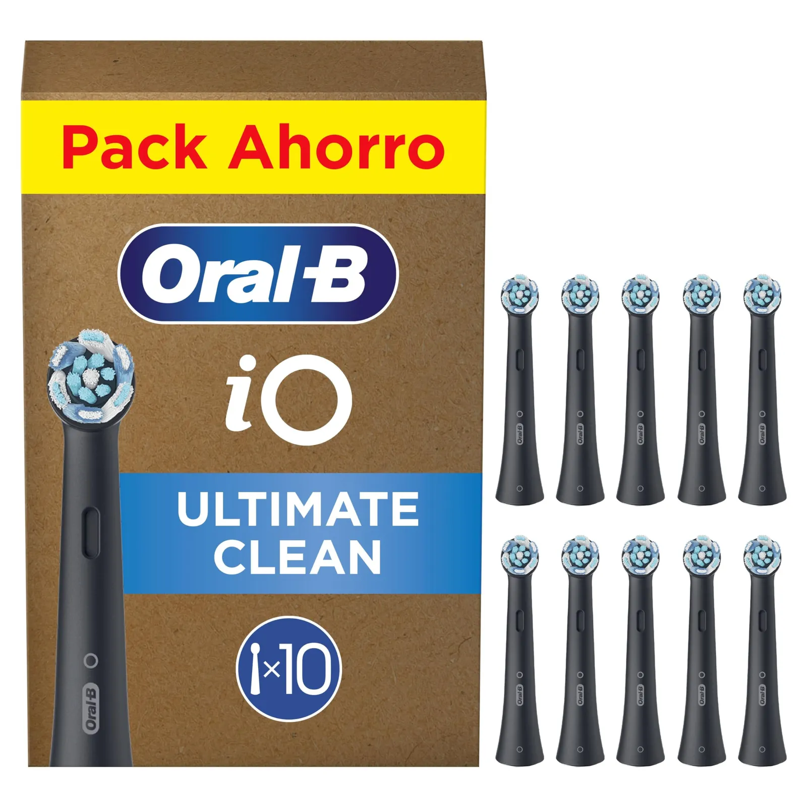 Cabezales Oral-B iO Ultimate Clean Negro (Pack 10) - Recambios Originales para Cepillos Eléctricos iO