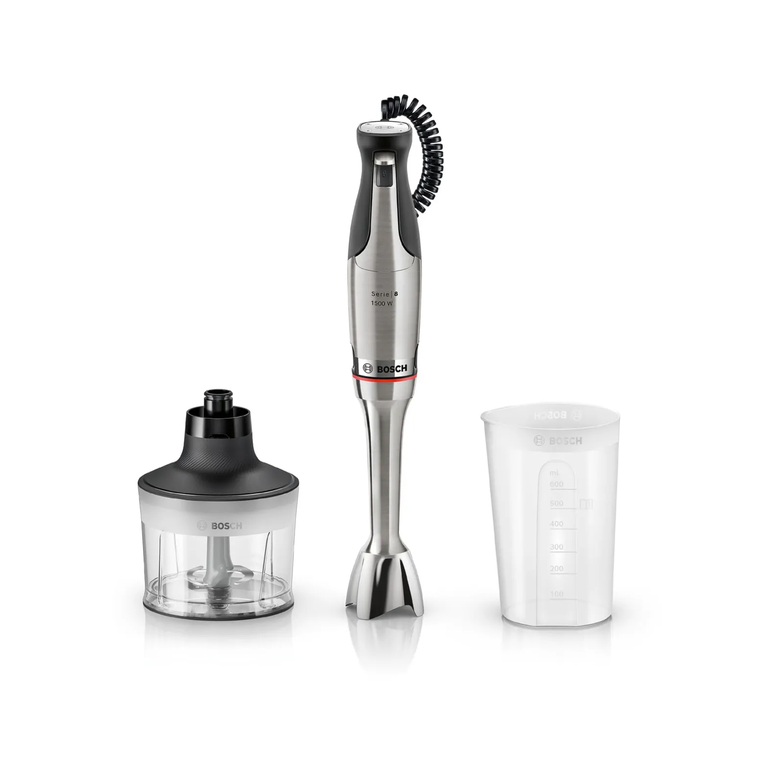 Batidora de mano Bosch ErgoMaster 8, 1500W, 6 hojas, acero inoxidable