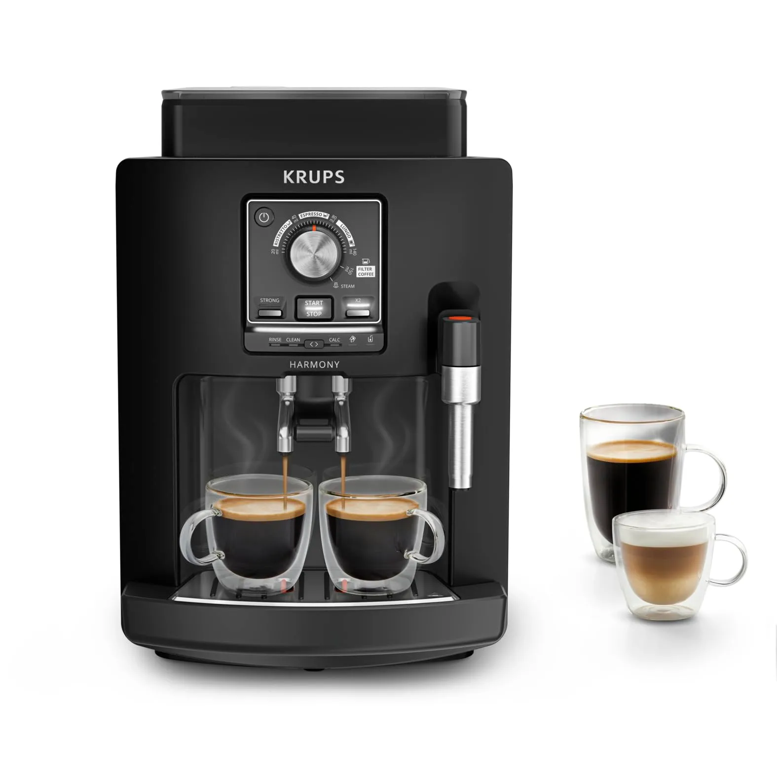 Krups Harmony EA5088E0: Cafetera Superautomática Negra, 4 Bebidas Café/Leche