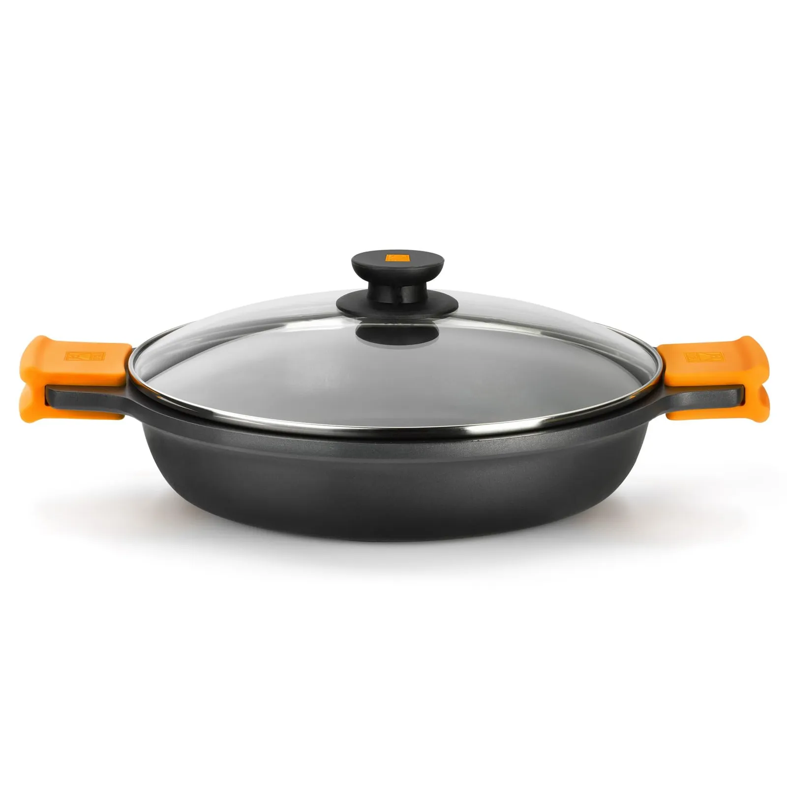 Cacerola Baja Bra Efficient 36cm con Tapa de Cristal