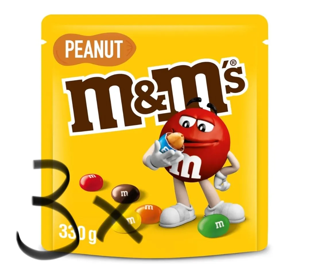 3 x 330g M&M's Cacahuete: Chocolate con Leche y Cacahuete en Bolitas de Colores