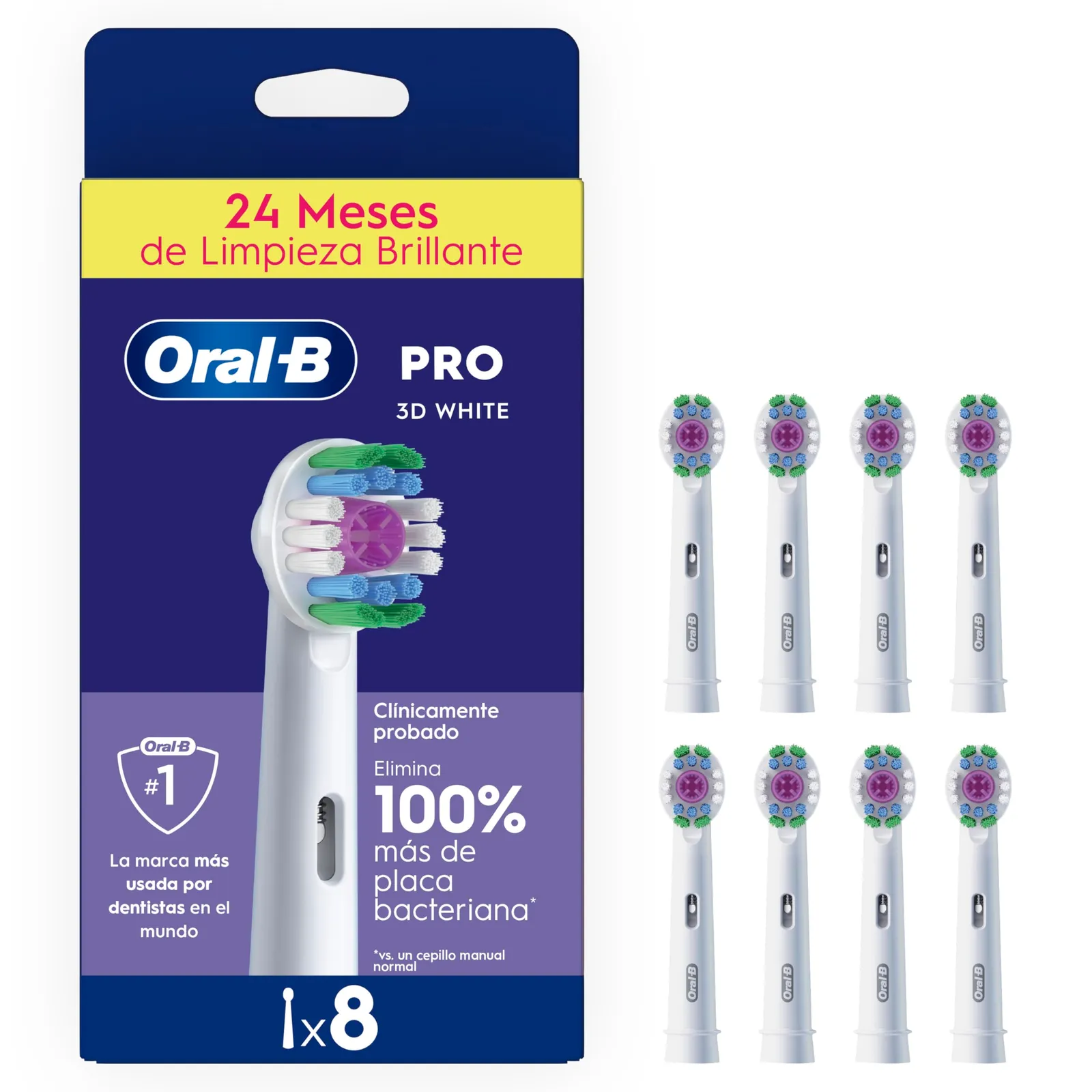 Oral-B 3D White Cabezales Recambio Originales Pack 8 - Para Cepillo Eléctrico Oral B Pro