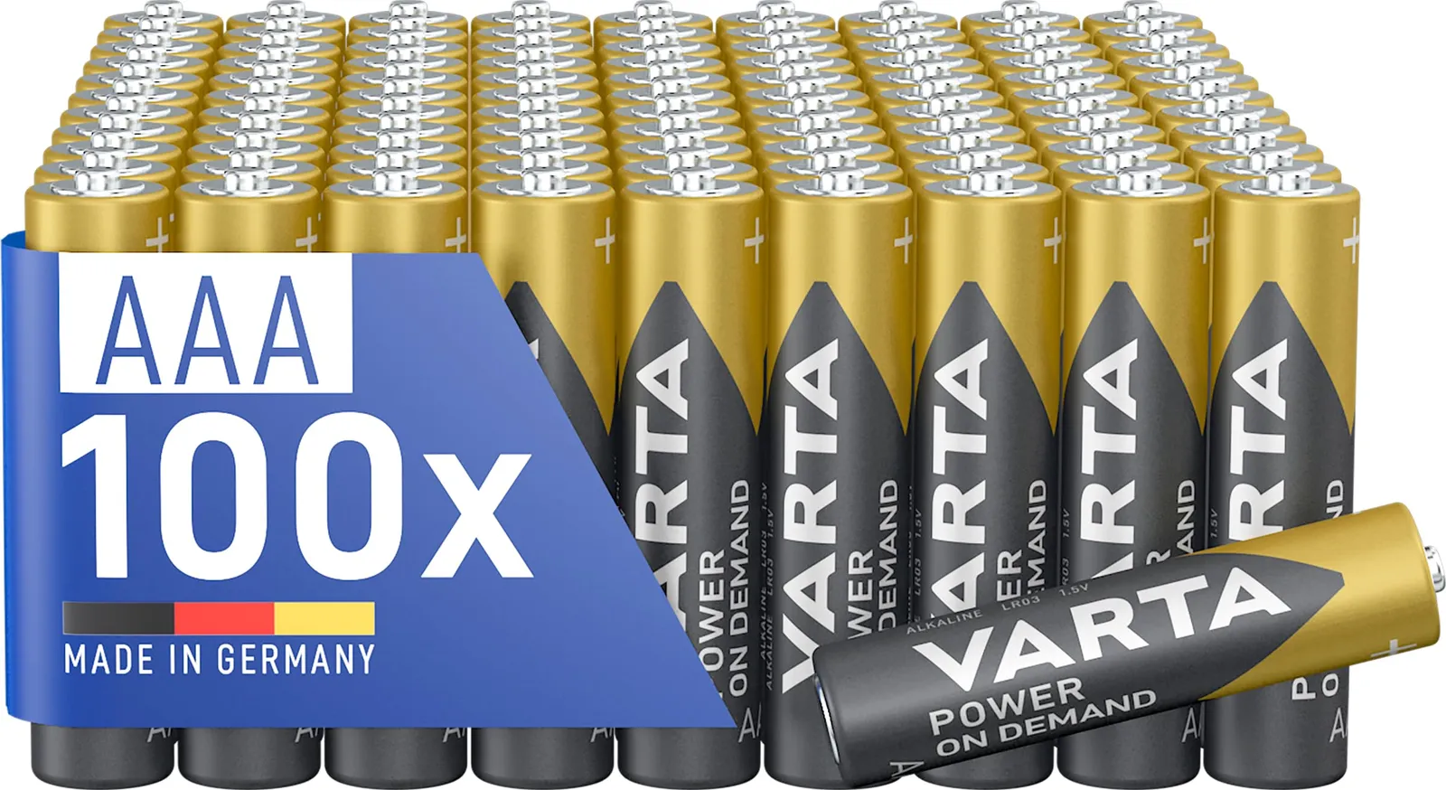 VARTA Pilas AAA Alcalinas Power on Demand 100 Unidades