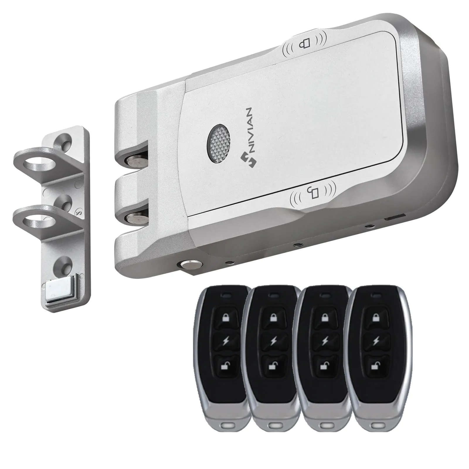 Nivian Cerrojo Electrónico Inalámbrico Invisible - Cerradura Antivandálica RF con Mandos
