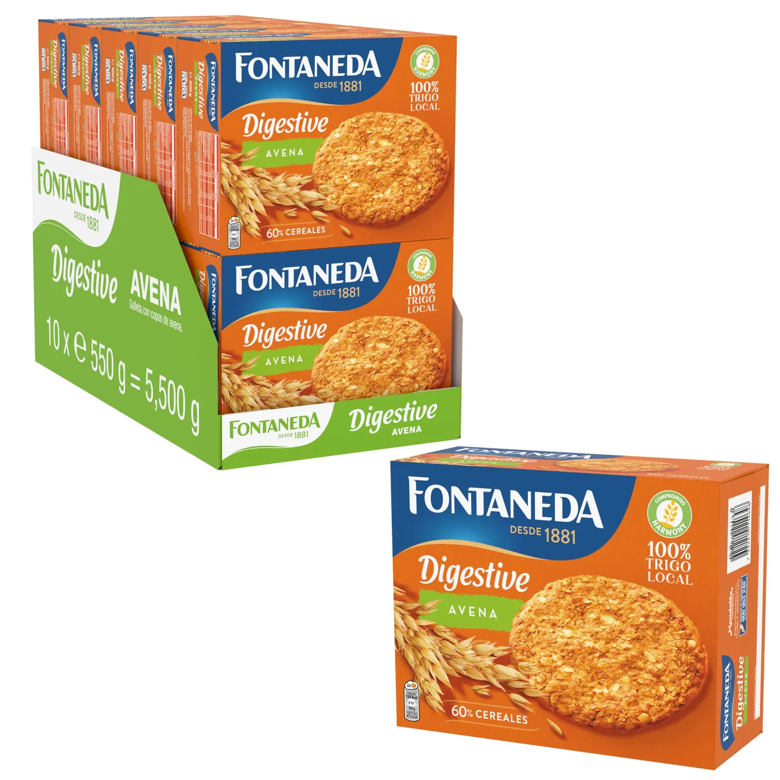 Pack 20 Cajas Galletas Fontaneda Digestive Avena 550g