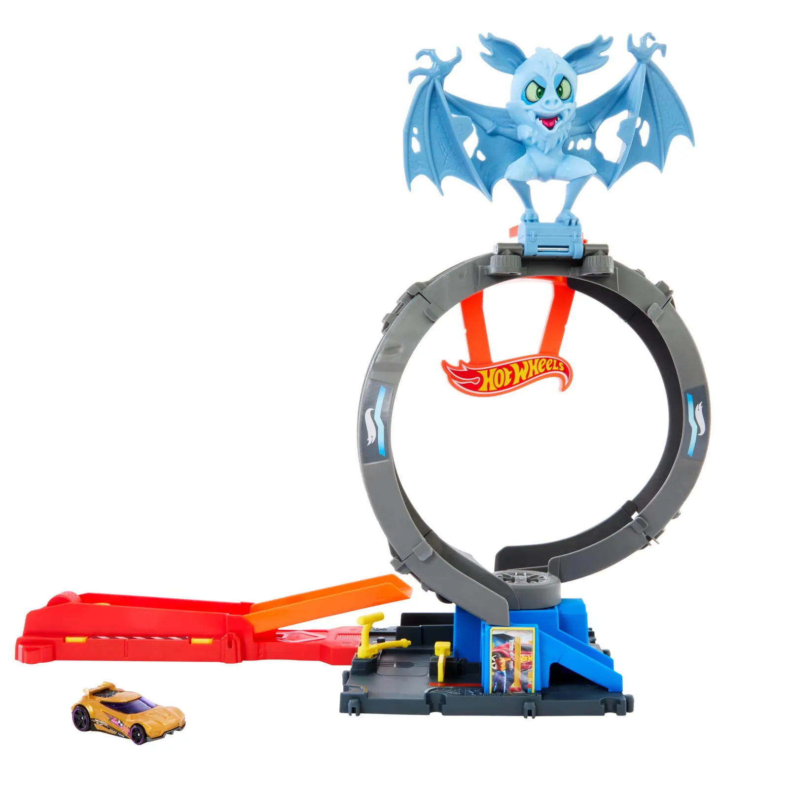 Pista de Coches Hot Wheels City Netflix "Let's Race" con Lanzador y Looping, Incluye 1 Vehículo (HTN78)