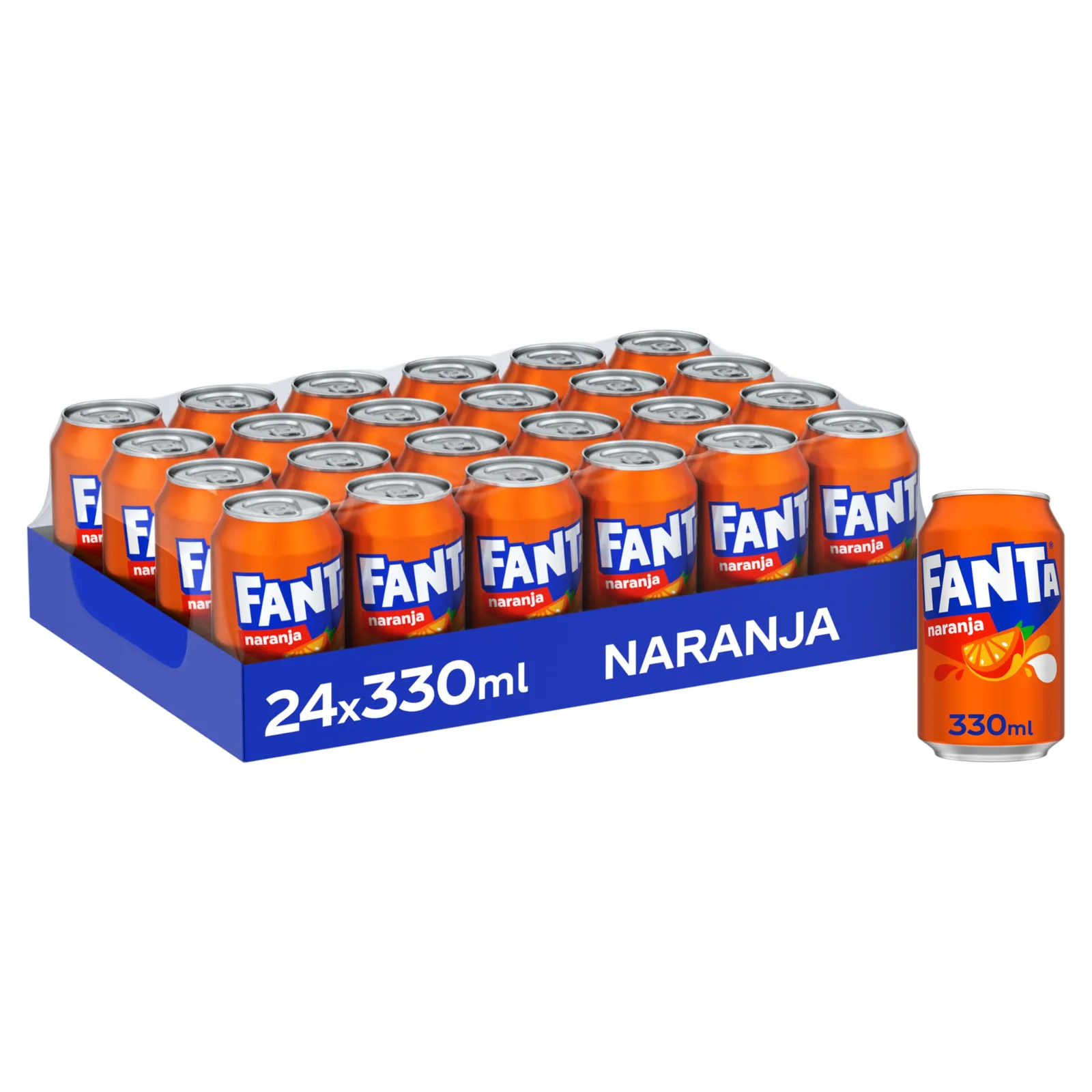 Fanta Naranja Refresco 24 Latas x 330 ml con Zumo y Bajo en Calorías