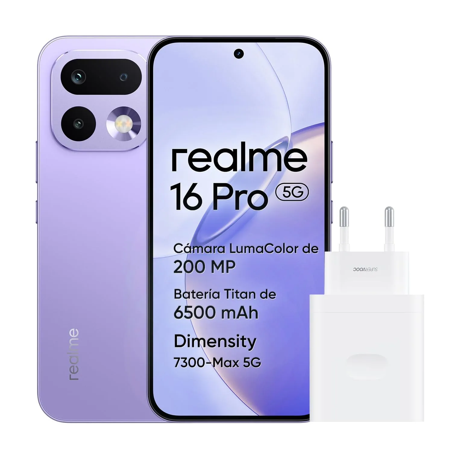 Smartphone realme 16 Pro 5G: 8GB+256GB, Pantalla AMOLED 144Hz, Cámara 200MP, Batería 6500mAh, IP69K