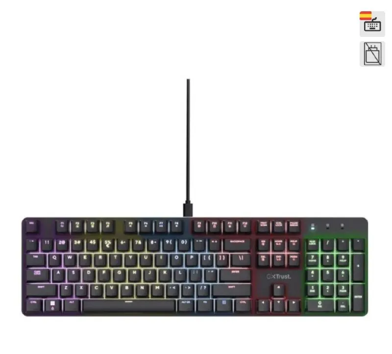 Teclado Mecánico Gaming Trust GXT 871 Zora RGB USB QWERTY Español Negro