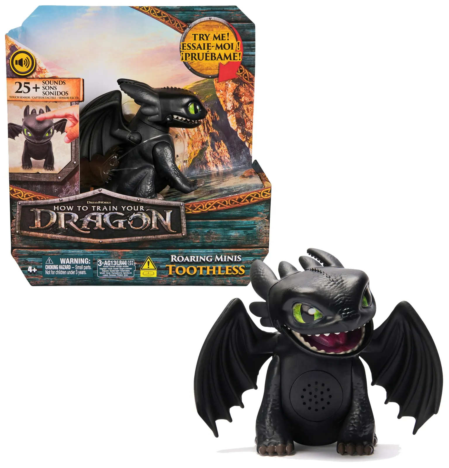 Figura interactiva Desdentao Dreamworks Dragons, mueve alas y cabeza, +25 sonidos. Juguete niños 4+ años.