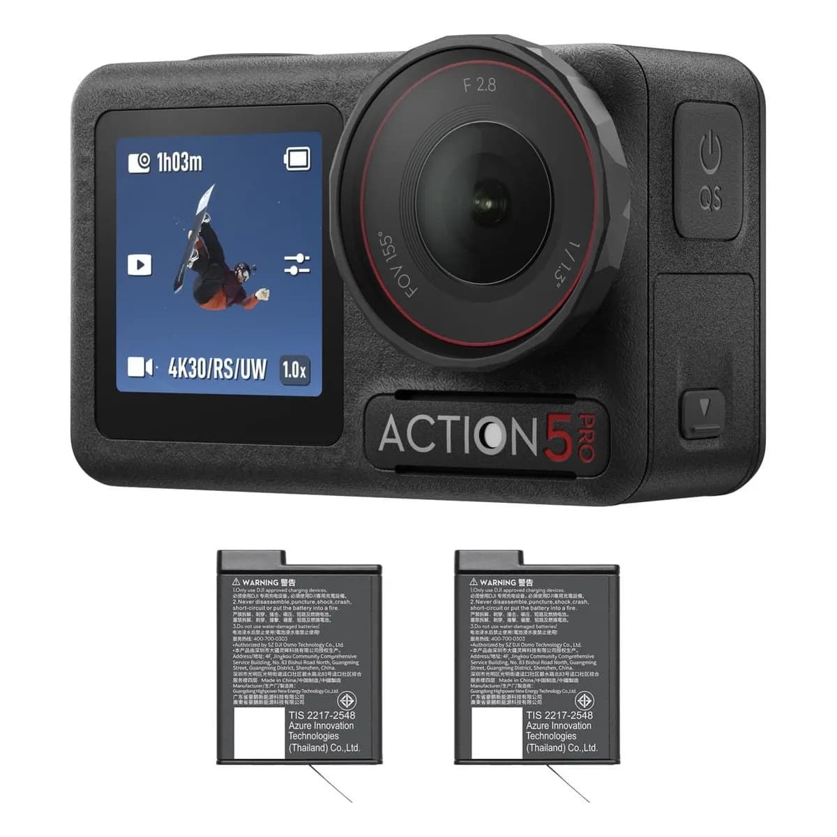 DJI Osmo Action 5 Pro Pack Energía: Cámara 4K, OLED, Sensor 1/1.3", 3 Baterías