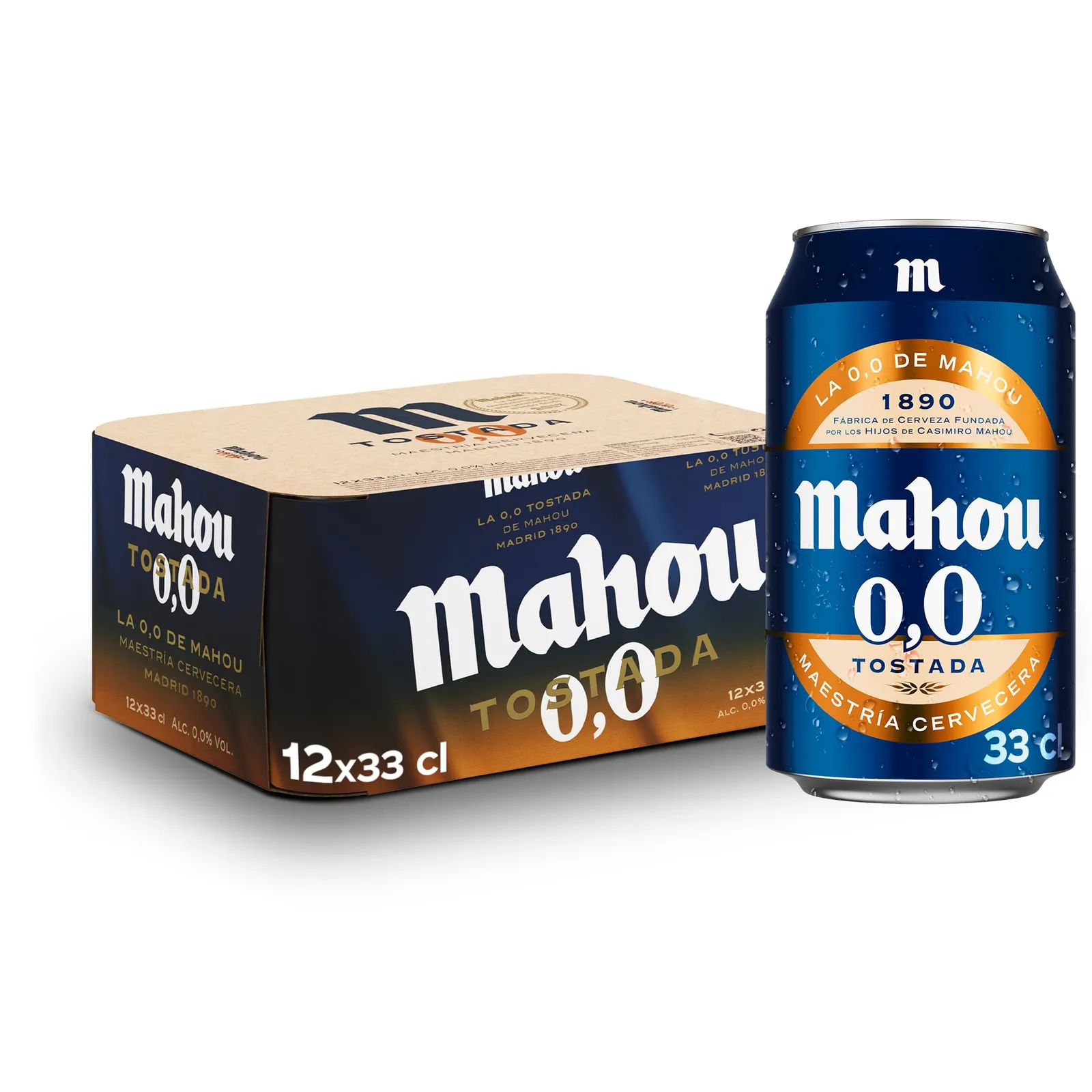 Pack 12 latas Mahou 0,0 Tostada (33cl cada una)