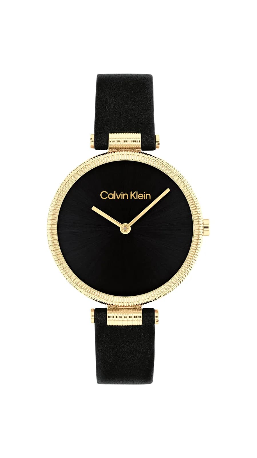 Reloj Calvin Klein Gleam Mujer 32mm Acero Dorado Correa Negra