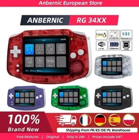 Consola portátil ANBERNIC RG34XX, estilo Game Boy Advance (envío desde España/Francia)
