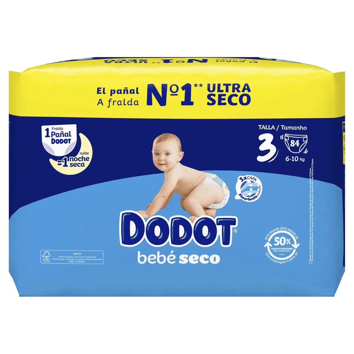 Pañales Dodot Seco Talla 3: 84 pañales