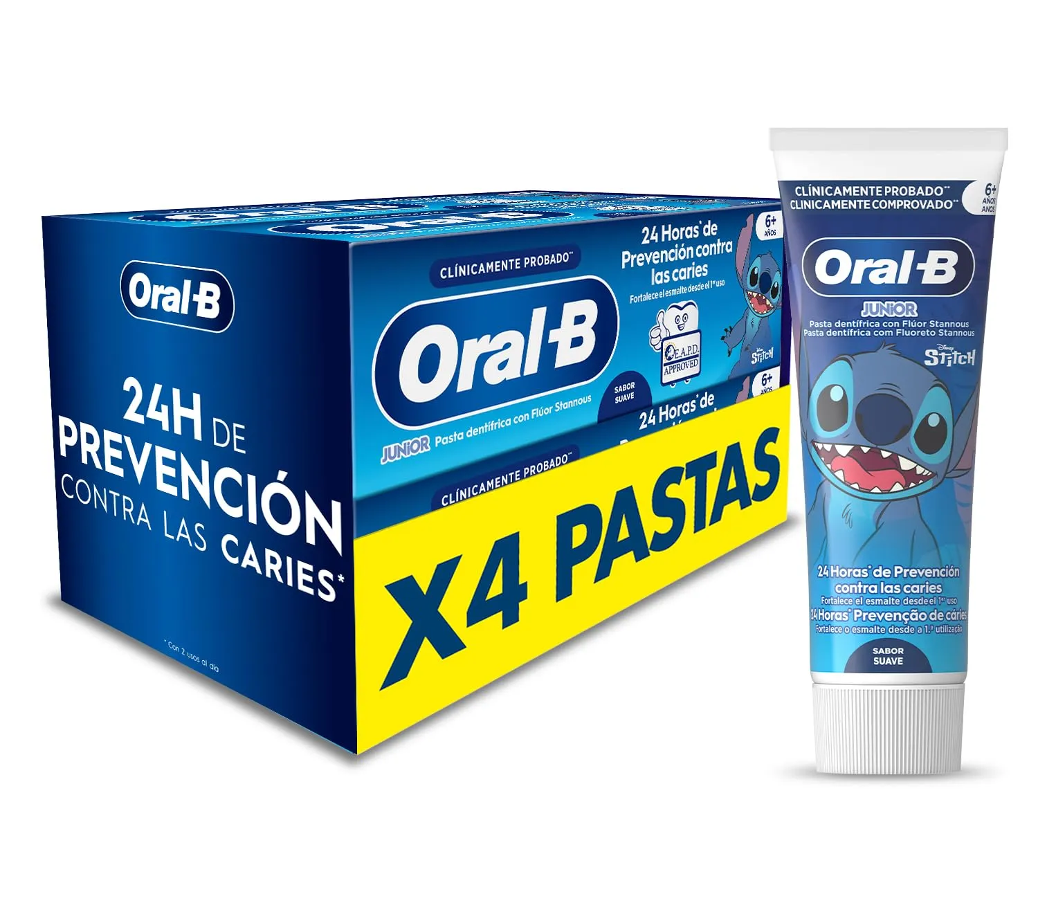 Pack 4x75 ml Pasta Dientes Oral-B Pro Junior Disney Stitch
