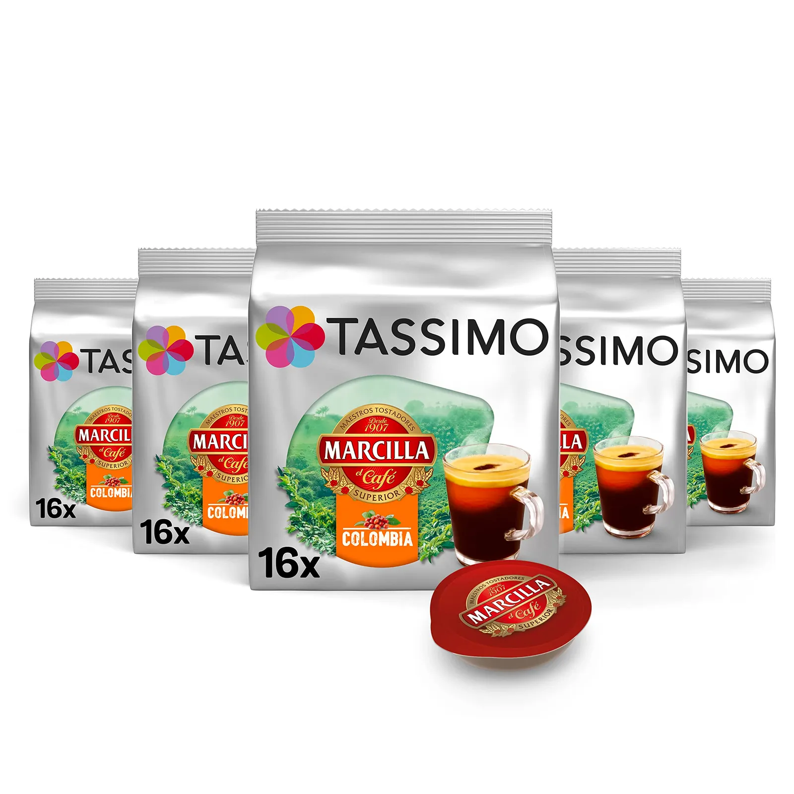 5x Marcilla Colombia Cápsulas Tassimo (16 uds c/u)