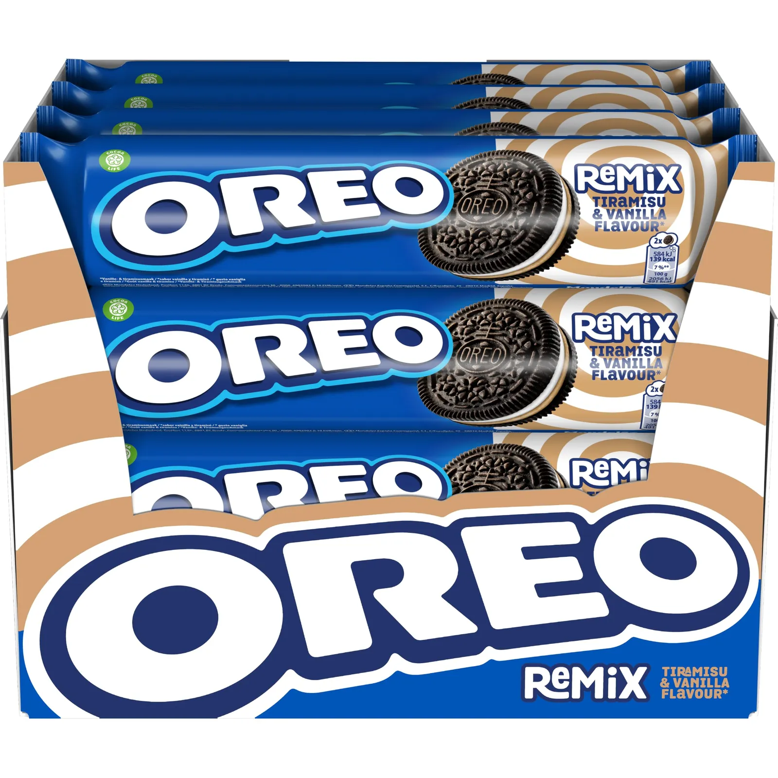 Oreo Remix Tiramisú: Galletas Rellenas Sabor Tiramisú y Vainilla (16 Unidades)