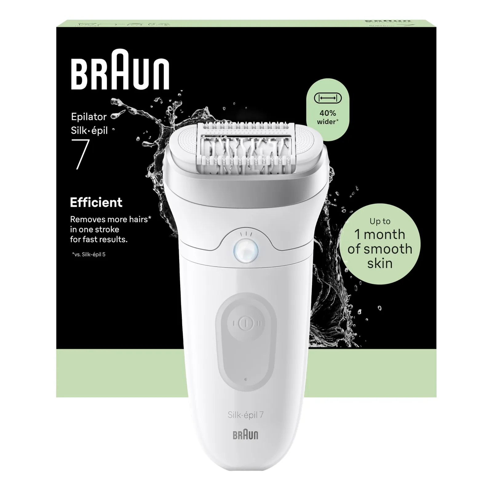 Depiladora Braun Silk·épil 7 Plata - Cabezal Ancho, Resistente al Agua, Set con Cepillo
