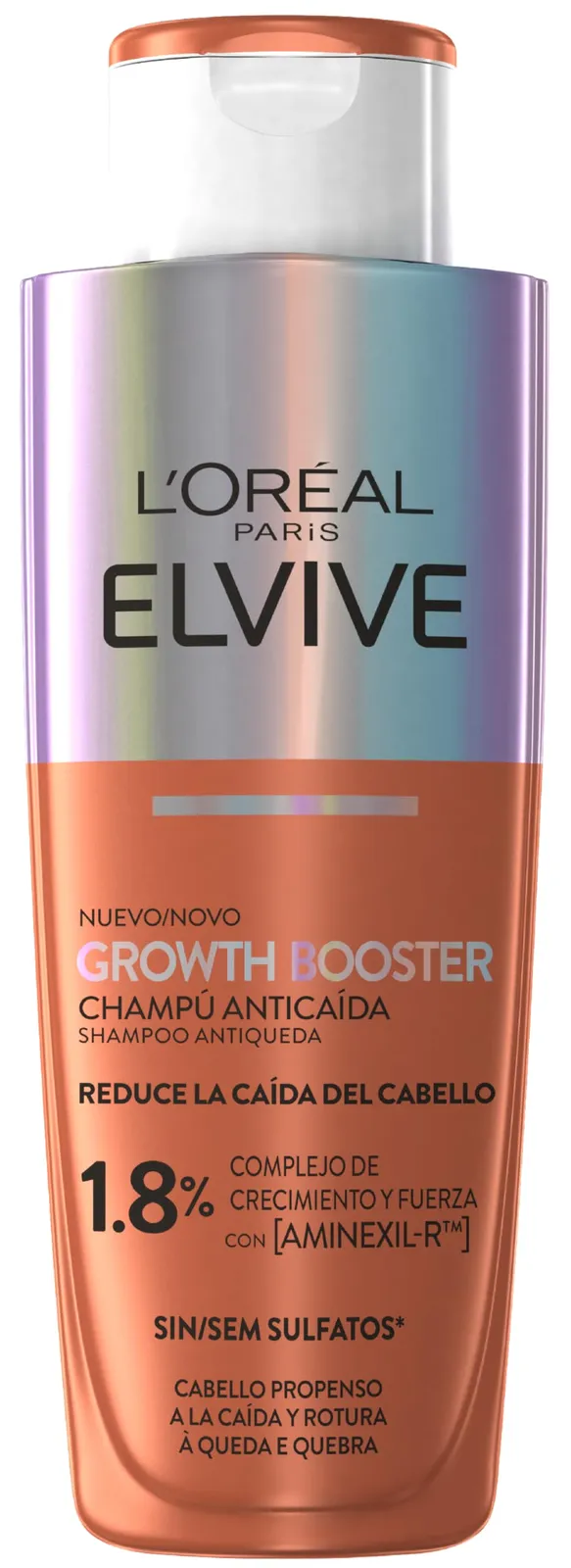 Pack 3x L'Oréal Paris Elvive Champú Anticaída Growth Booster 200ml (Sin Sulfatos)