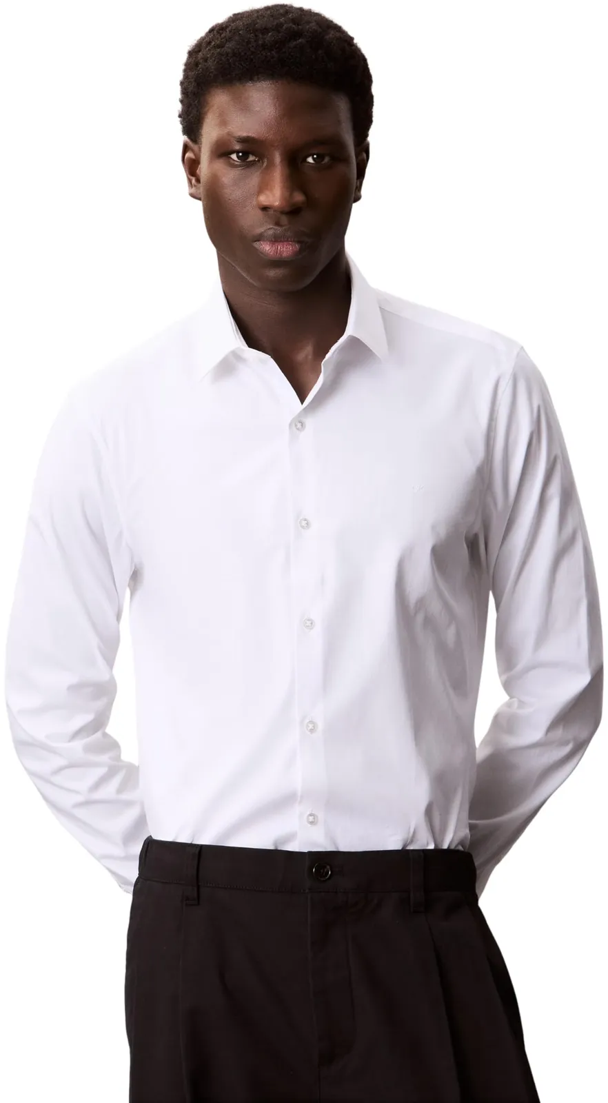 Camisa Calvin Klein Hombre Slim Fit Popelín Elástico