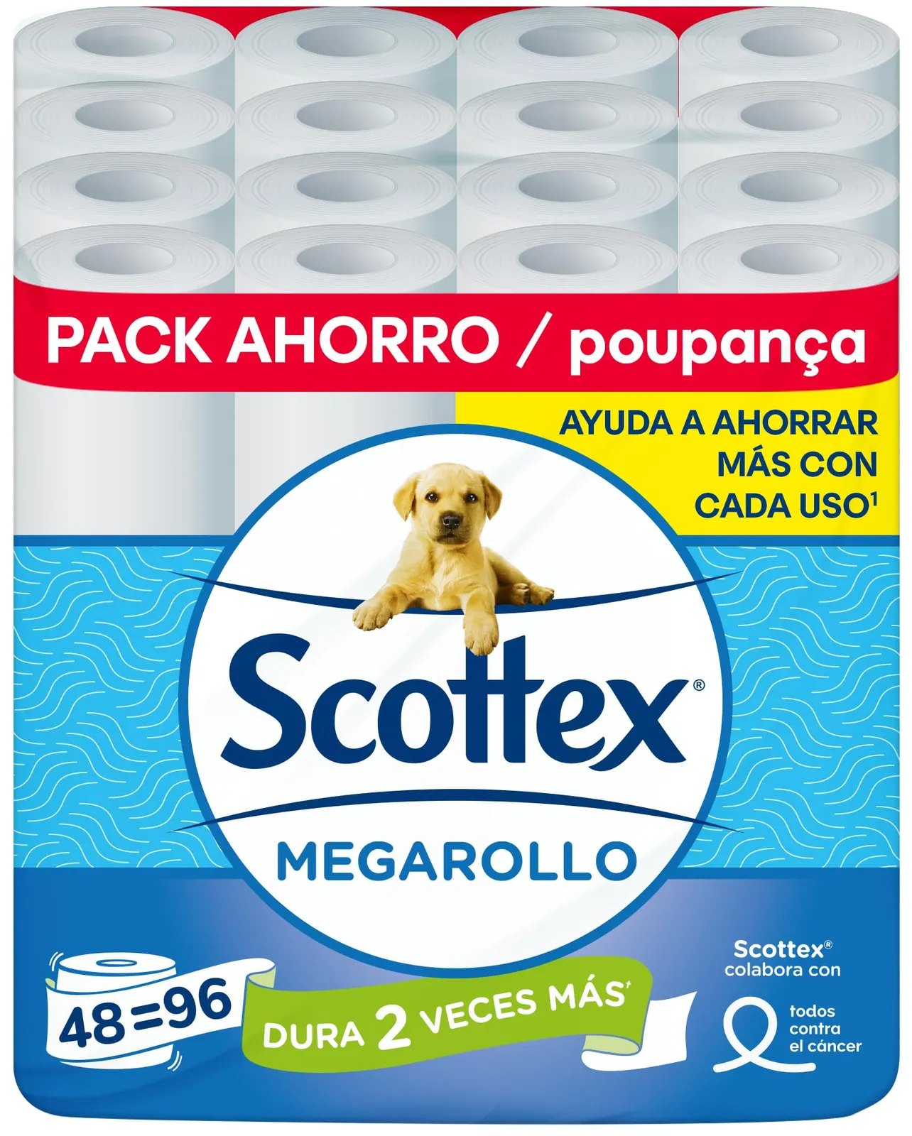 Pack 48 Rollos Dobles Scottex Megarrollo Papel Higiénico Original