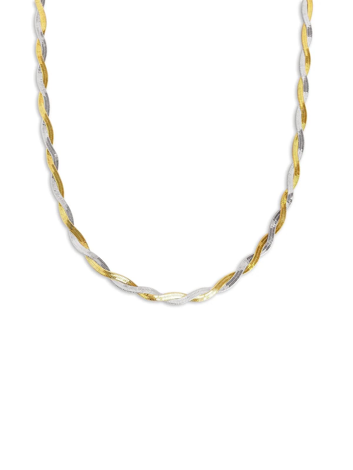 Collar Singularu Lisse Twister Baño Oro 18Kt Acero Mujer
