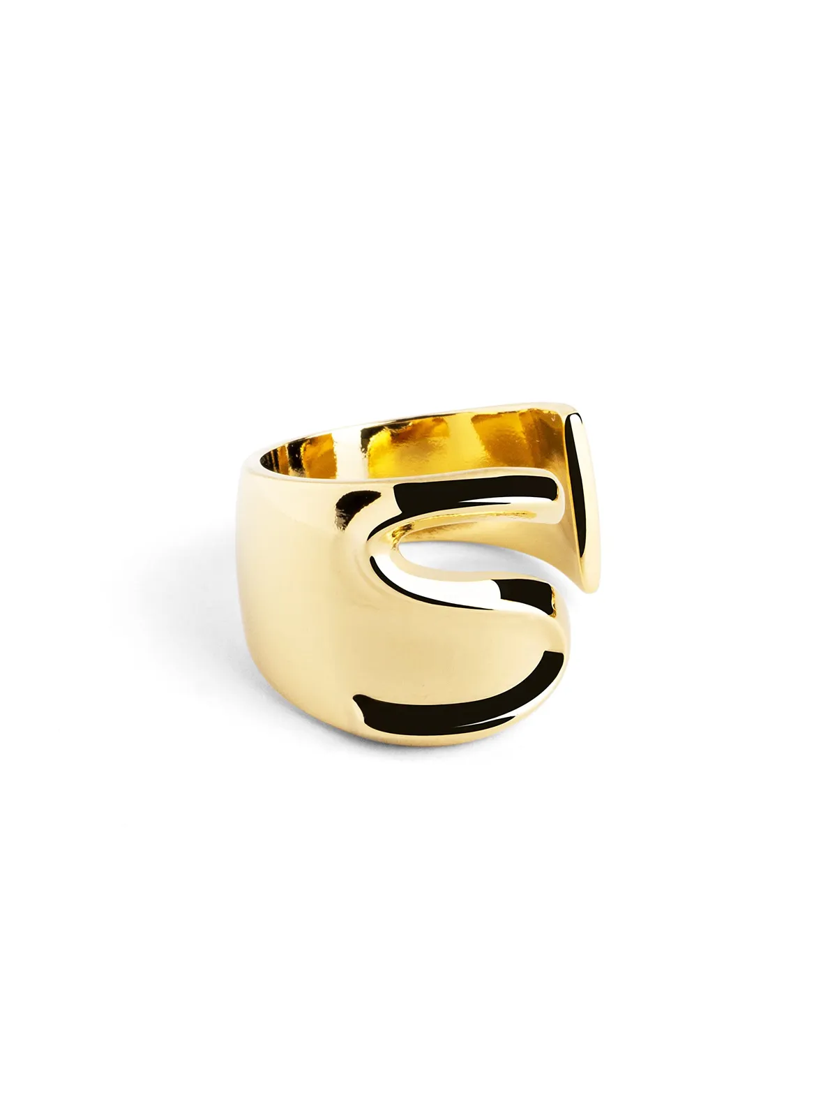 Anillo Singularu Sello Letra Baño Oro 18Kt Mujer Talla Ajustable