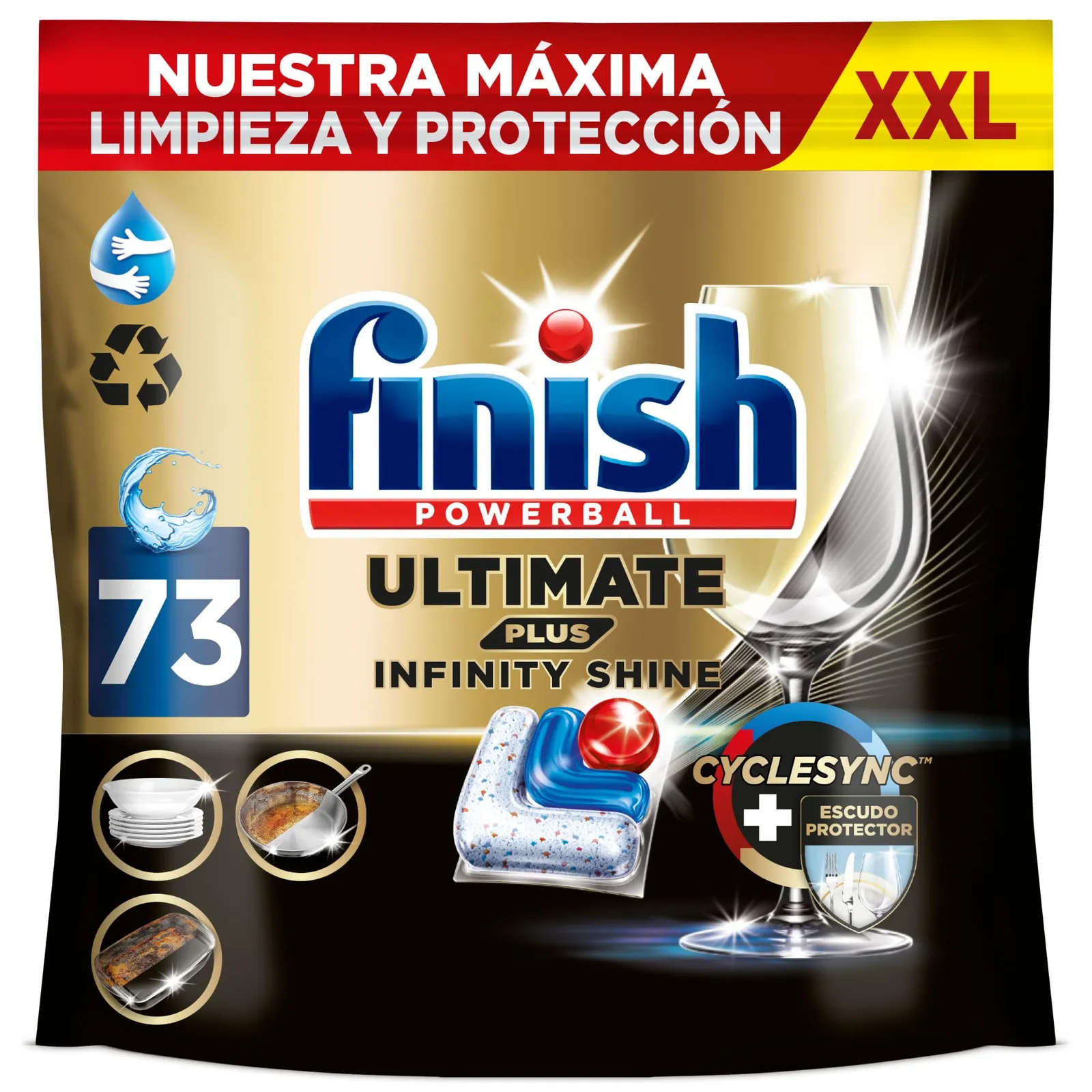 Finish Ultimate Plus Infinity Shine - Pastillas para Lavavajillas (73 Unidades)