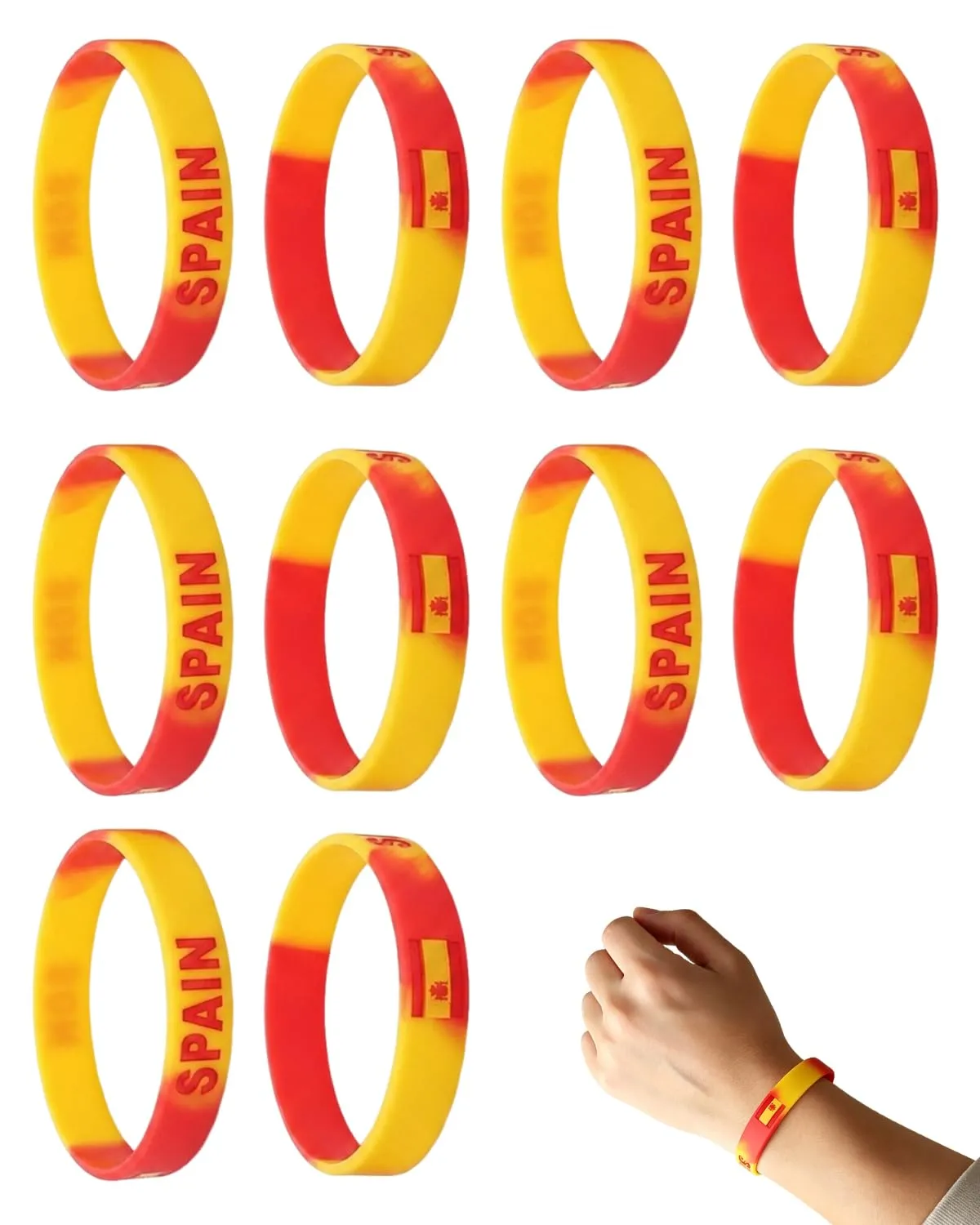 Pack 10 Pulseras Bandera España - Mundial 2026