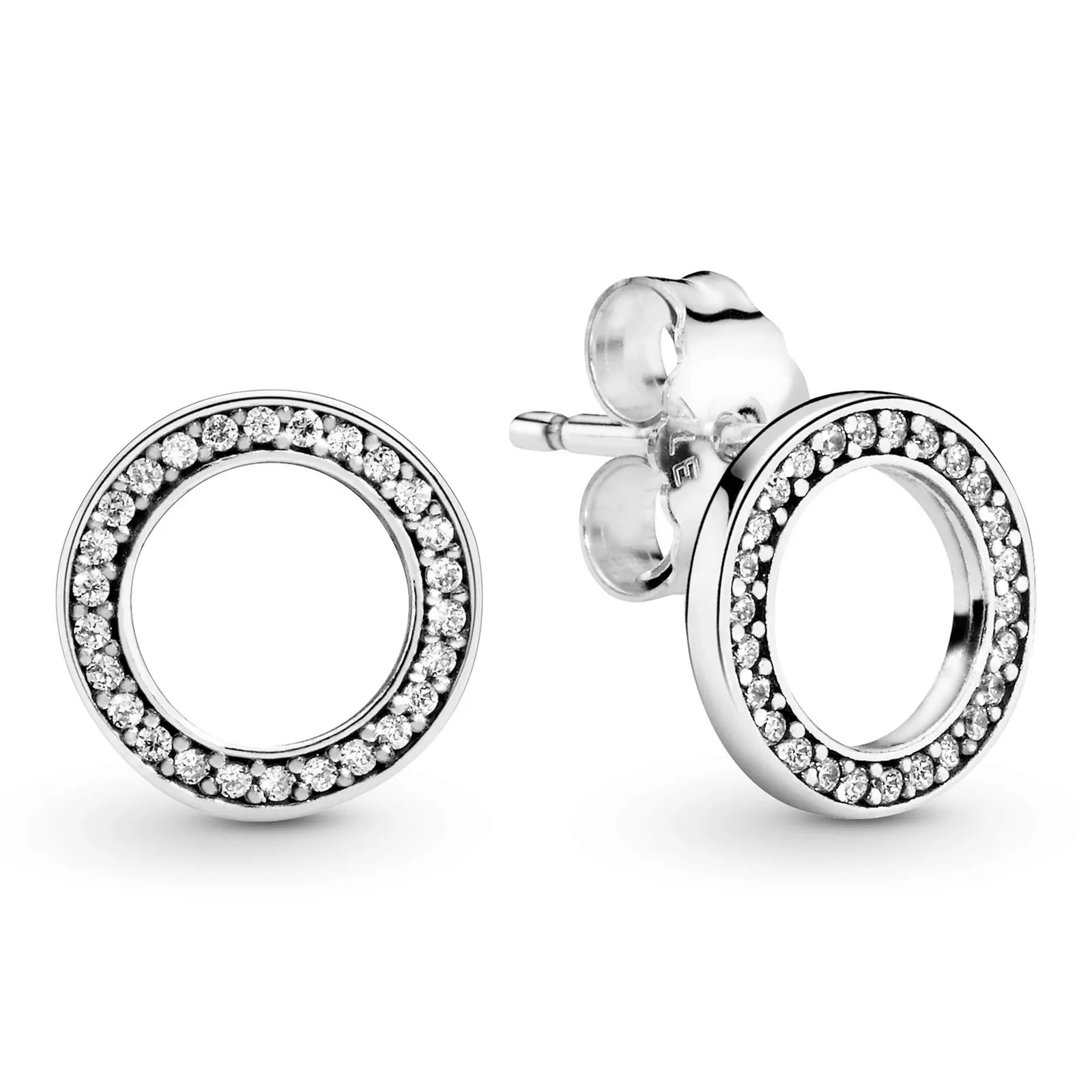 Pendientes Botón Pandora Signature Circonitas Plata