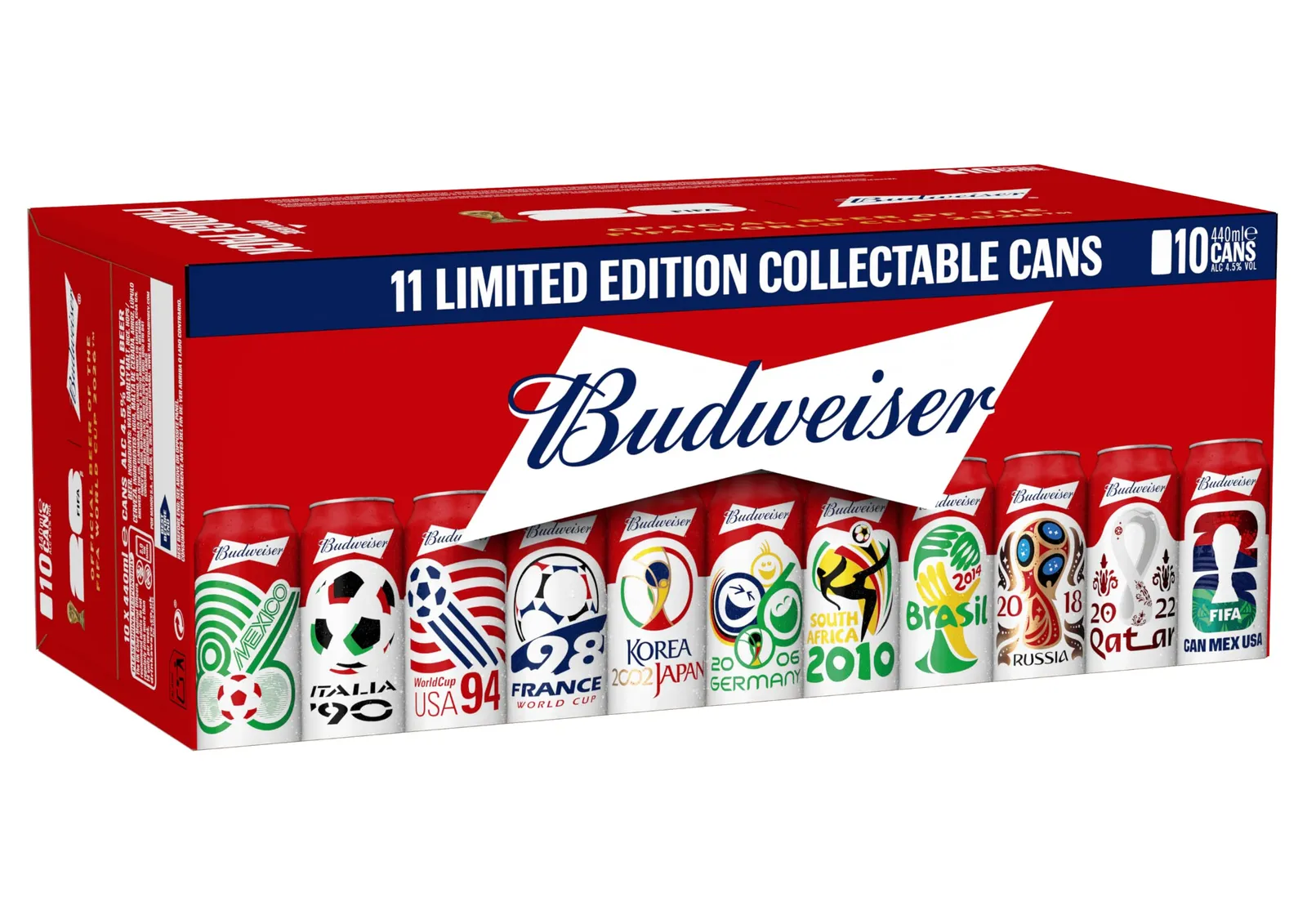 Pack 10 Latas Budweiser 44ml Edición Mundial Coleccionable