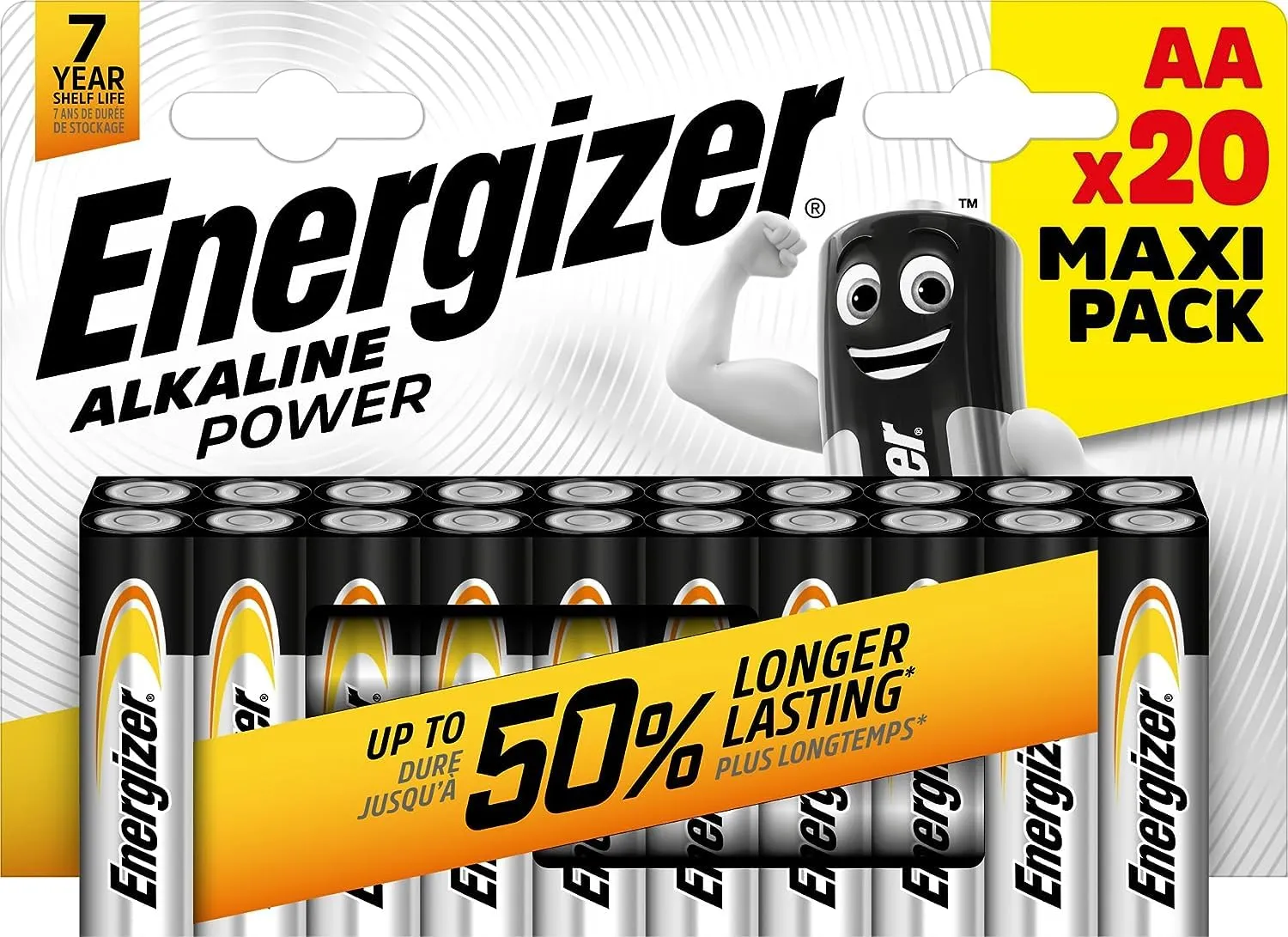 Pack 20 Pilas Energizer Alkaline Power AA 1.5V Larga Duracion
