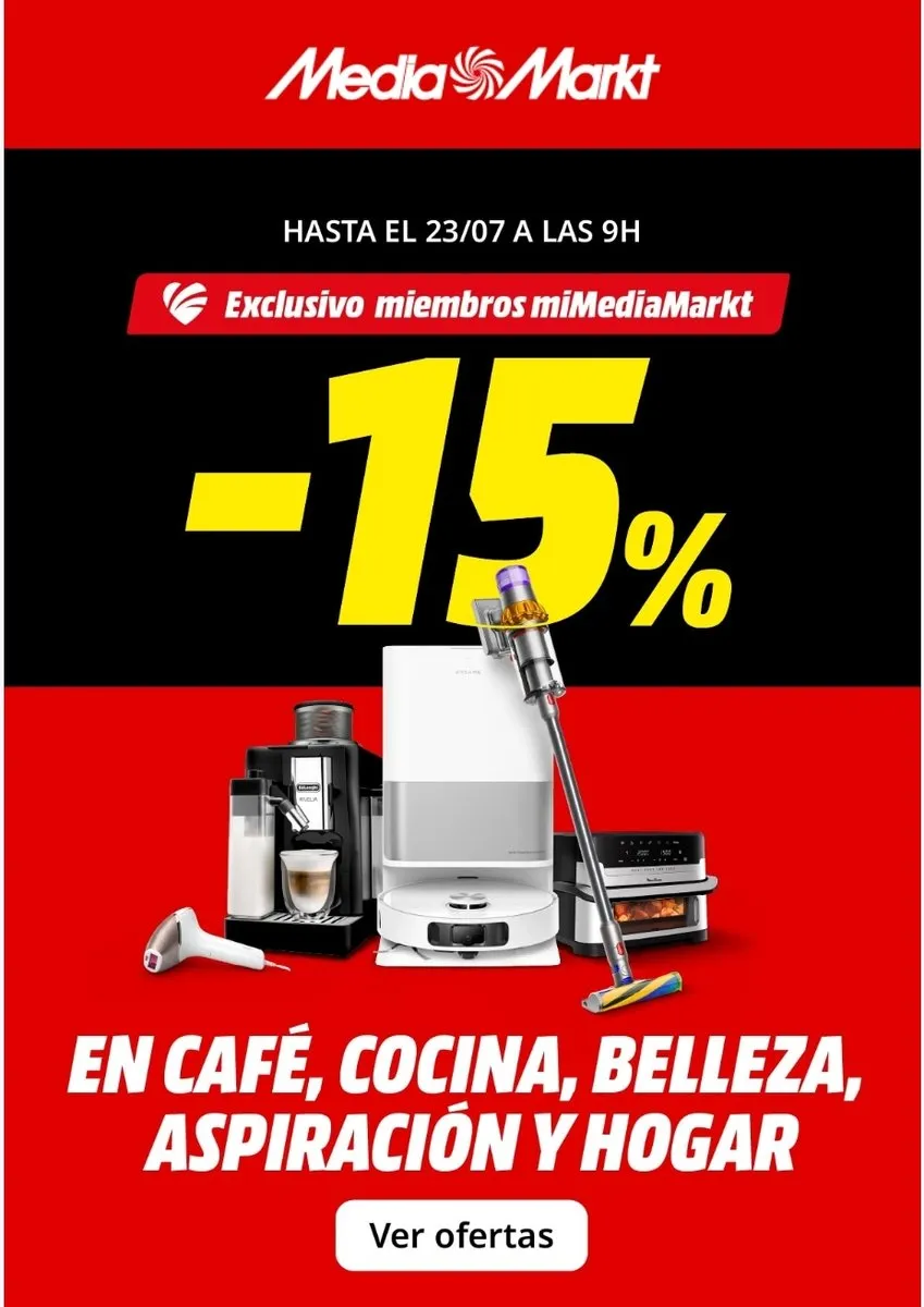 MediaMarkt: 15% dto. en pequeño electrodomestico para miembros miMediaMarkt