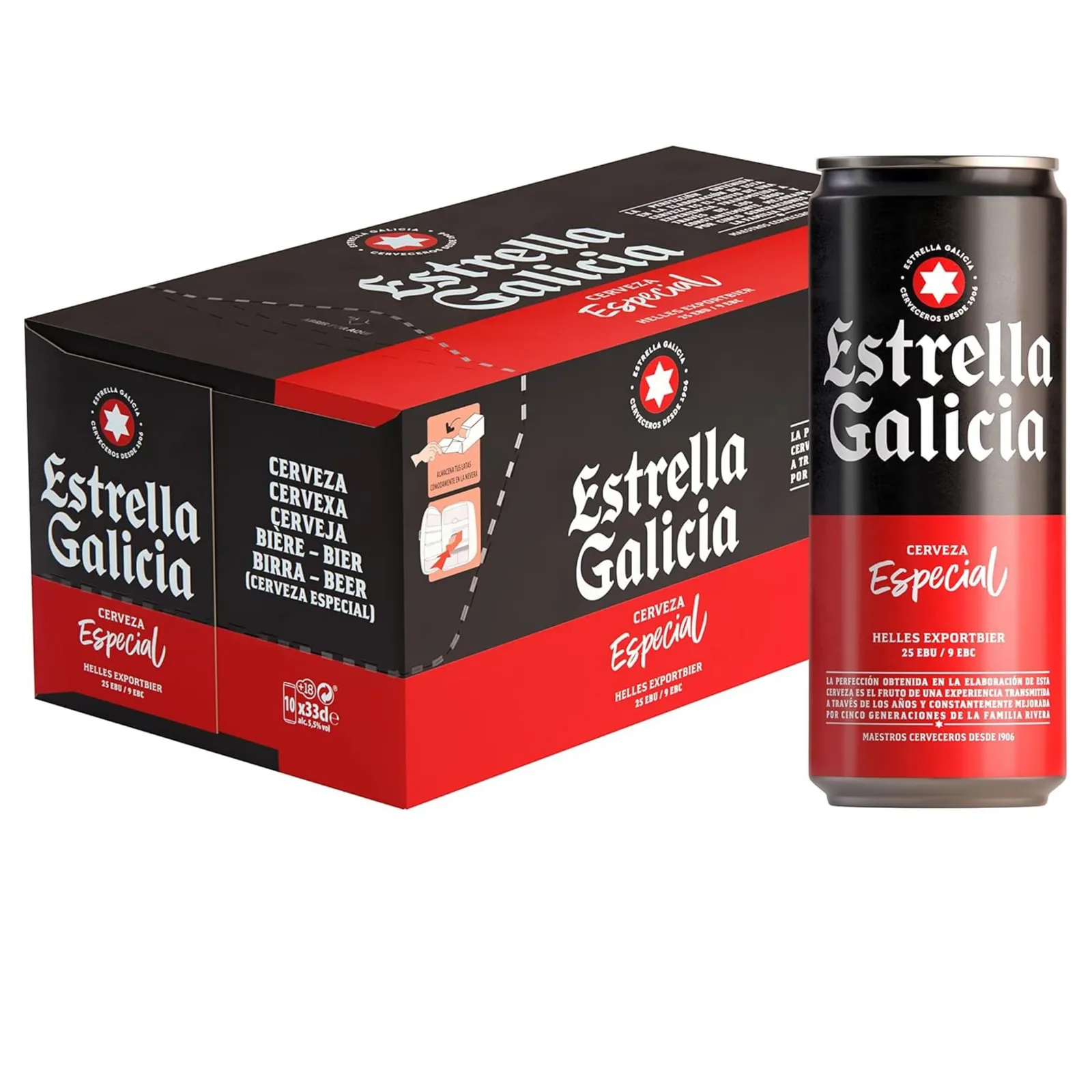 Pack 40 Latas Estrella Galicia Especial Cerveza Lager 33 cl