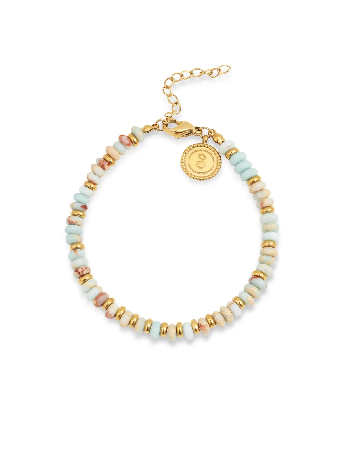 Pulsera Singularu Baño Oro 18Kt Mujer - Acero Inoxidable y Piedras Naturales