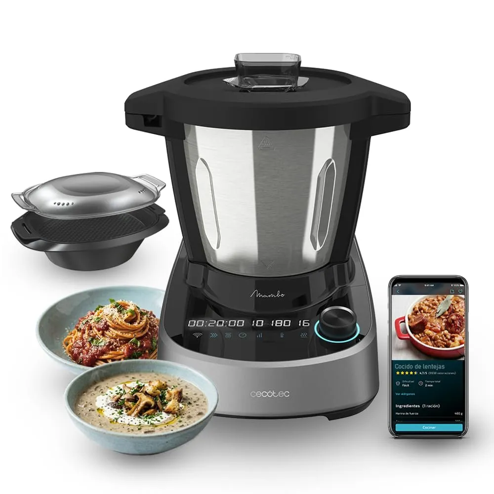Robot de Cocina Cecotec Multifunción 3,3L: 37 Funciones, Táctil, APP y Báscula Integrada