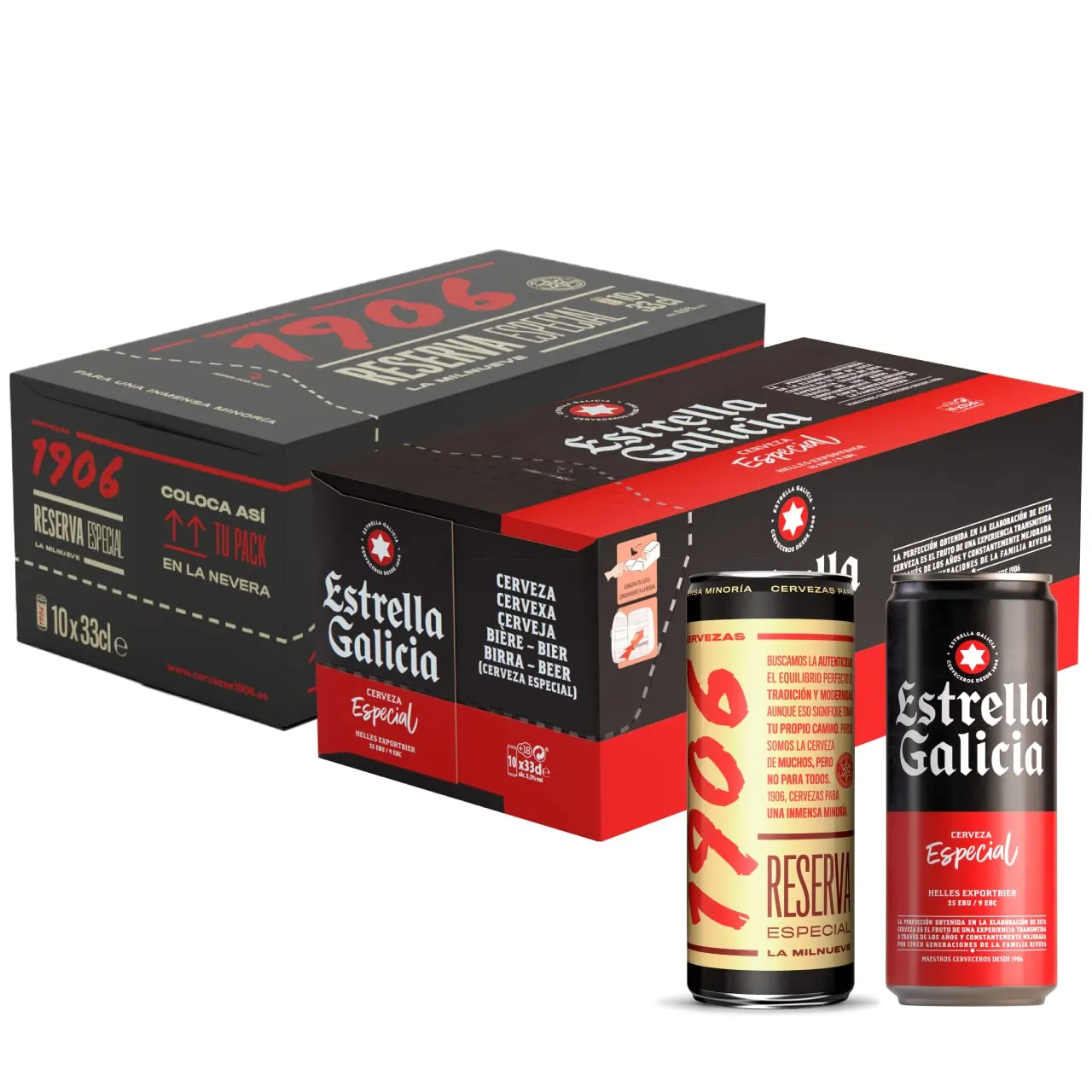 Pack Mixto Estrella Galicia: 20 Latas 33cl (10 Especial + 10 1906)