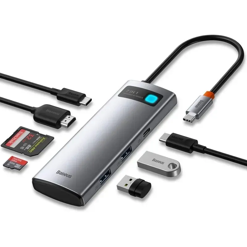 Baseus Metal Gleam 7 en 1: Hub USB-C 100W para Ampliar Conectividad