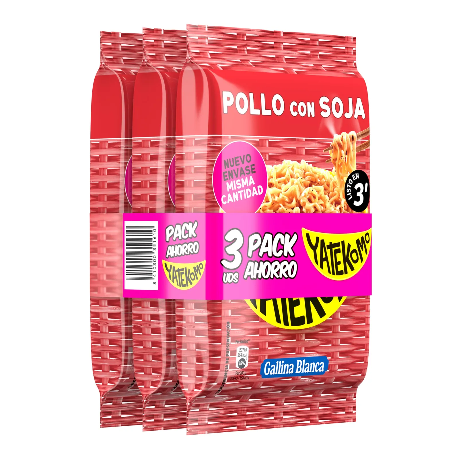 Pack 6 Gallina Blanca Yatekomo Fideos Orientales Instantáneos