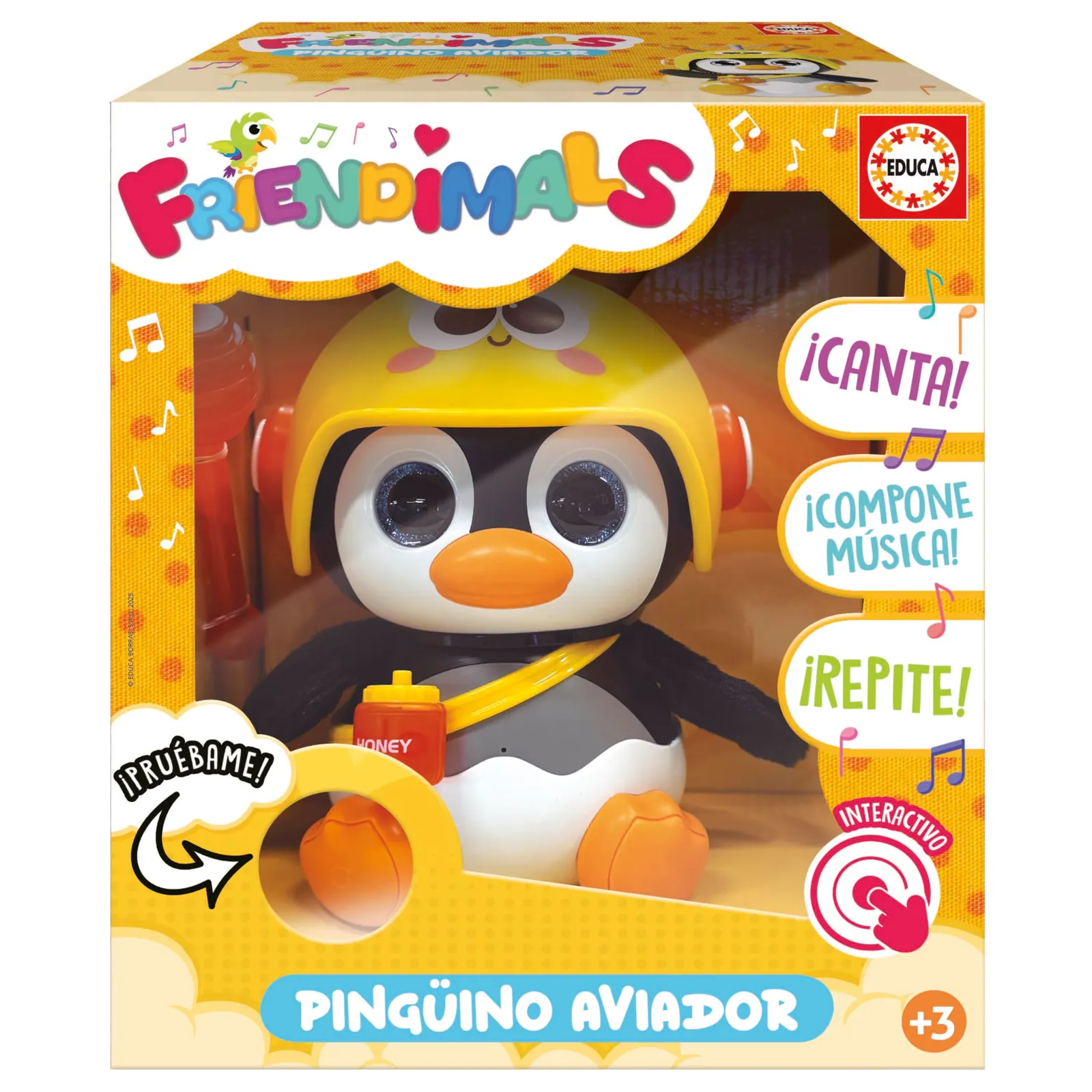Peluche Educa Pingüino Aviador Interactivo Musical con Voz Repetidora